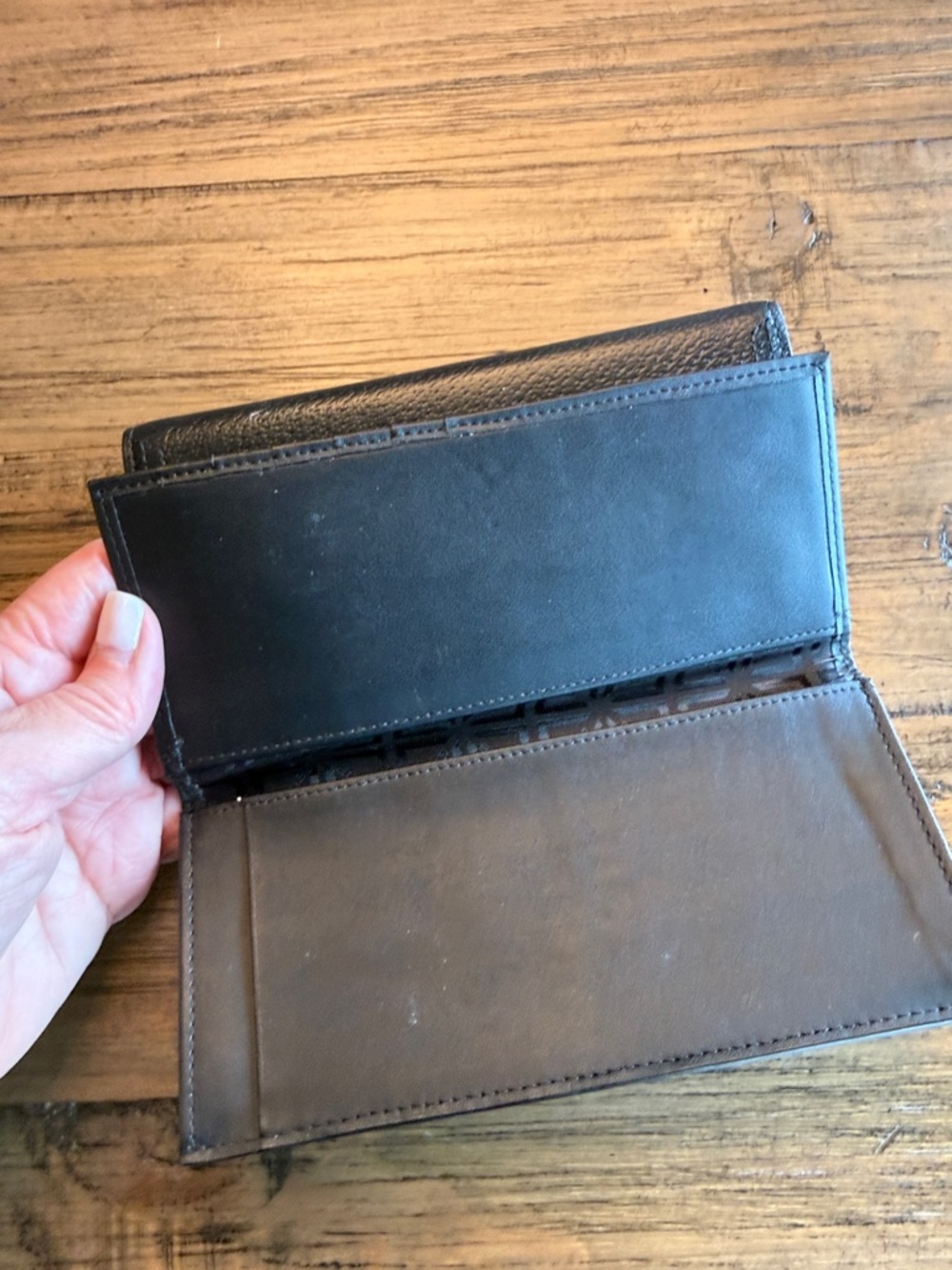 Lodis Black Pebbled Leather Zip Wallet with Gold Hardware - Picture 4 of 7
